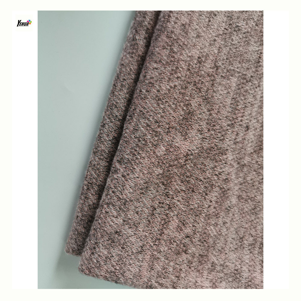 TR angora melange fabric stretch brush plain dyed fabric hacci angora cashmere soft cable knit fabric for winter sweater