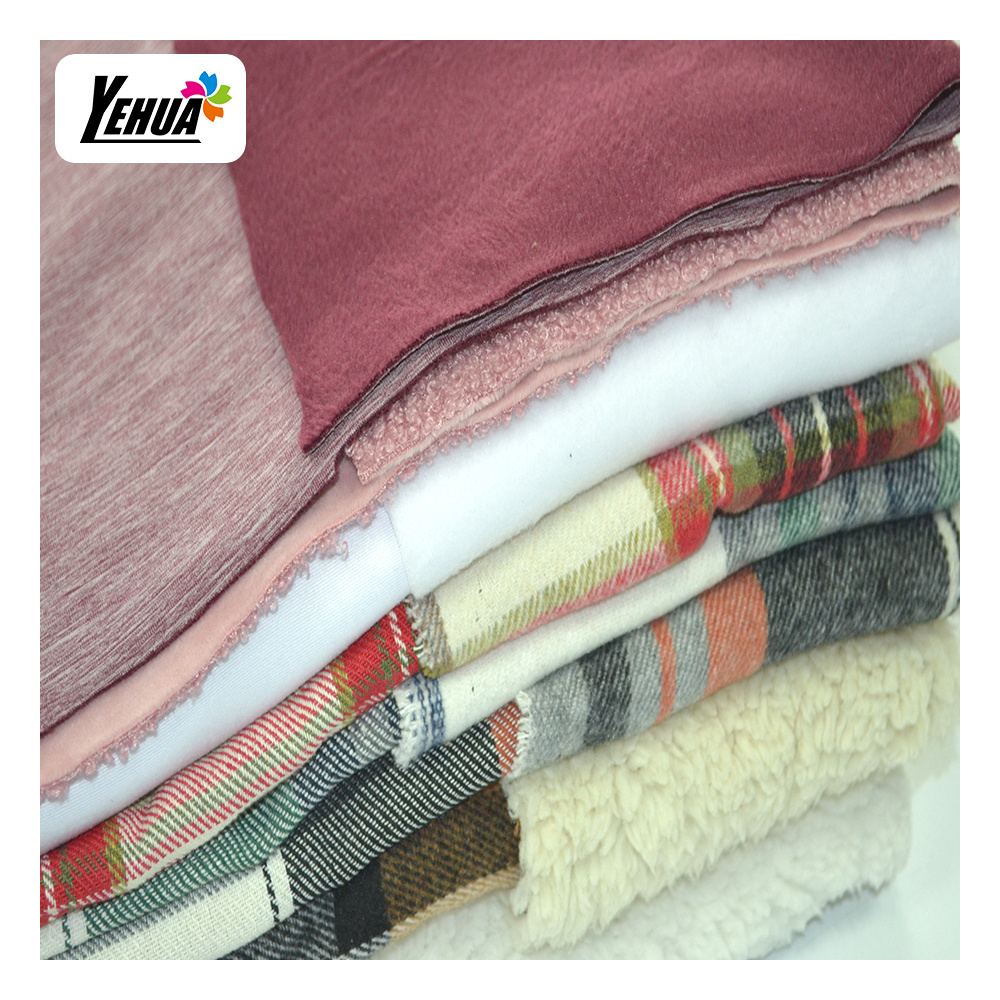 Bonded fabric face polyester and back cotton check flannel Bonded Sherpa Knit Fleece Fabric to Mexico