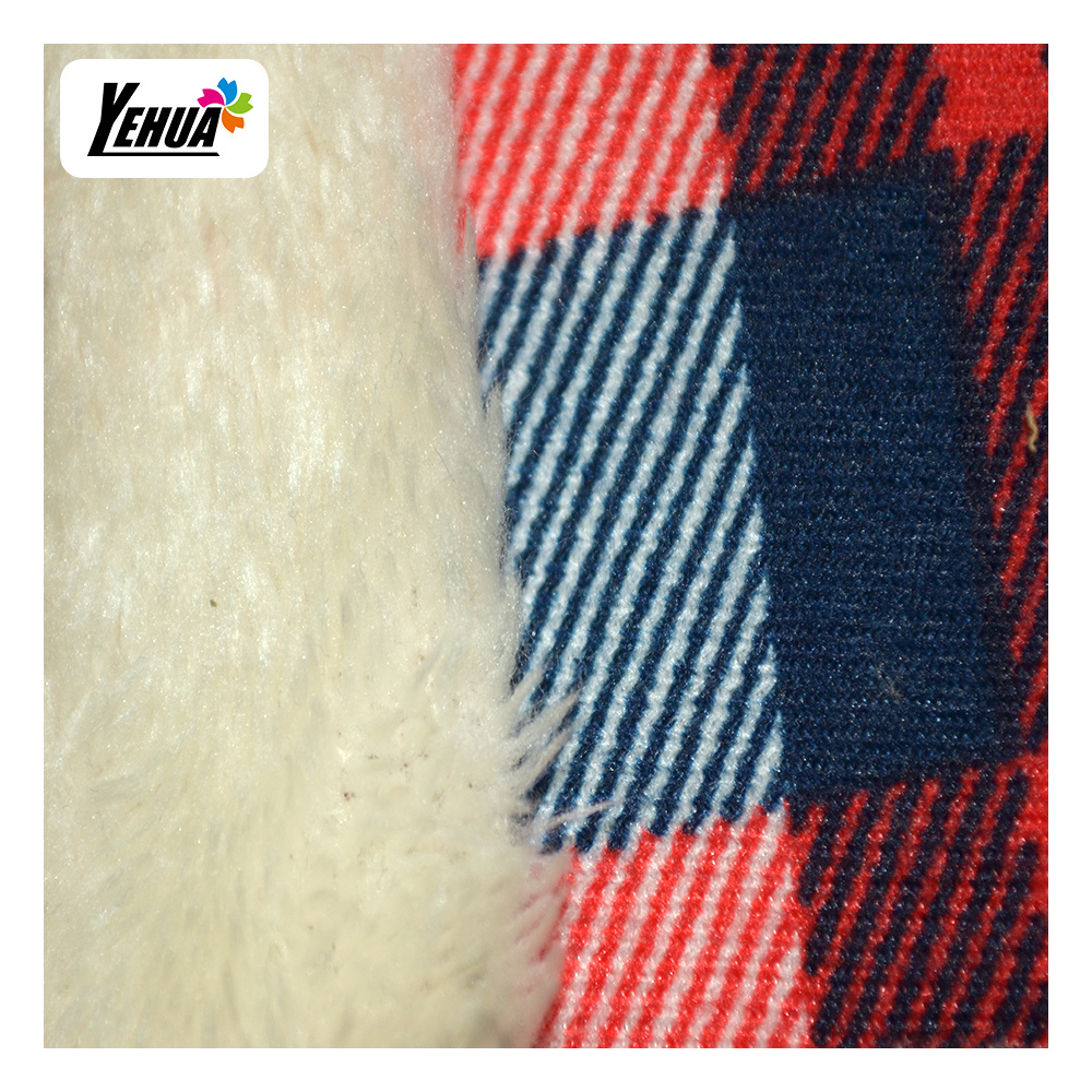 Bonded fabric face polyester and back cotton check flannel Bonded Sherpa Knit Fleece Fabric to Mexico