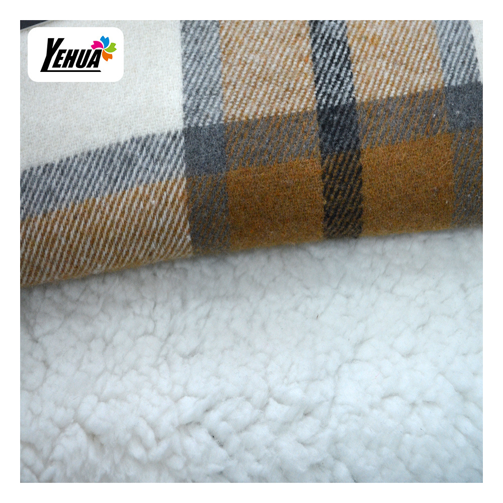 Bonded fabric face polyester and back cotton check flannel Bonded Sherpa Knit Fleece Fabric to Mexico