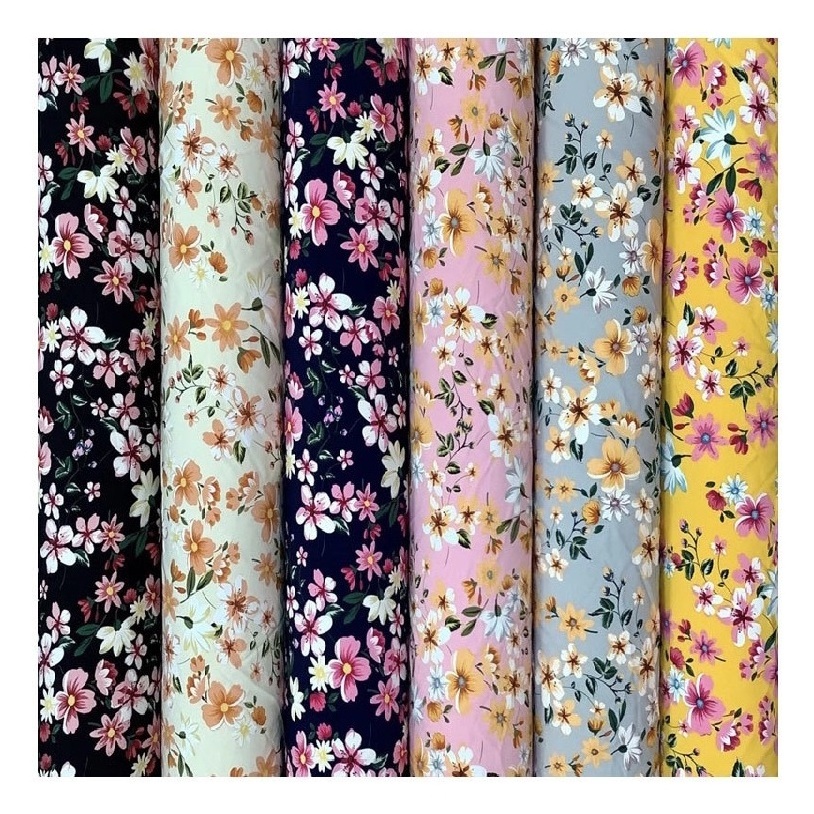 Flower print 4 way stretch 95% polyester 5% elastane fabric printing fabric for dress woman