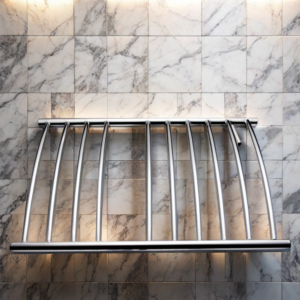 Modern Curved Steel Electric Heated Towel Rail Mirror Polished Round Heater for Bathroom for Hotel Use Towel Rack