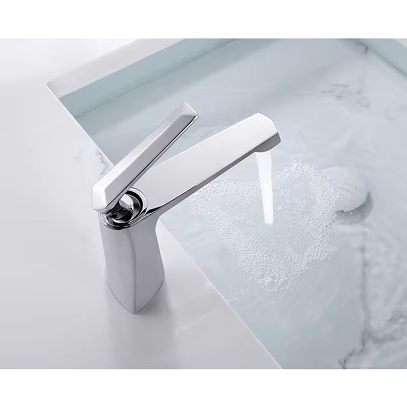 Bathroom Luxury Sanitary Ware Polished Wash Basin Faucet Single Handle Faucet Zinc Basin Automatic Metered Faucets