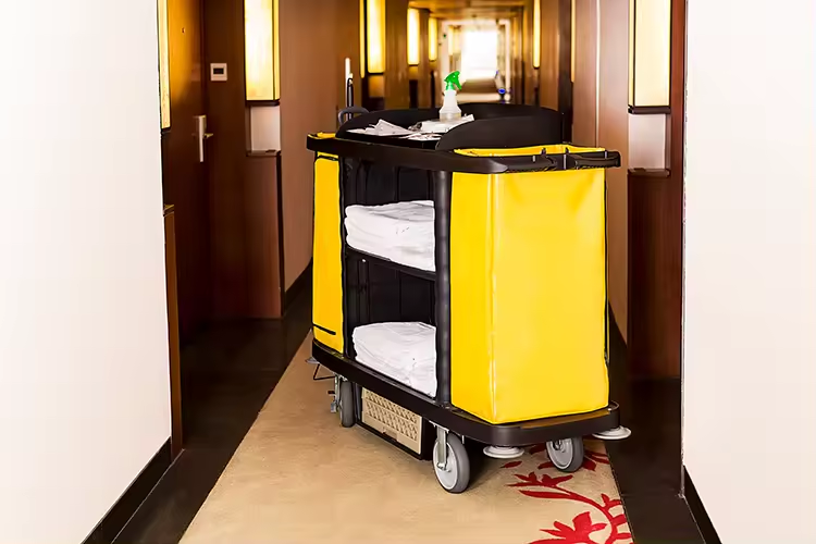 Housekeeping Cleaning Cart Best Selling High Quality Hotel Multifunctional Stainless Steel with Canvas Bag