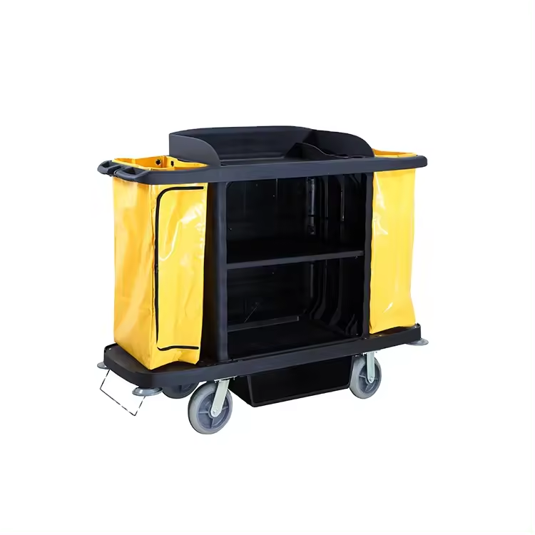 Housekeeping Cleaning Cart Best Selling High Quality Hotel Multifunctional Stainless Steel with Canvas Bag