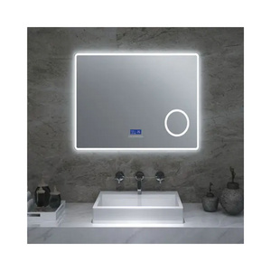 magnifying mirror with led light stick on wall for makeup in bathroom