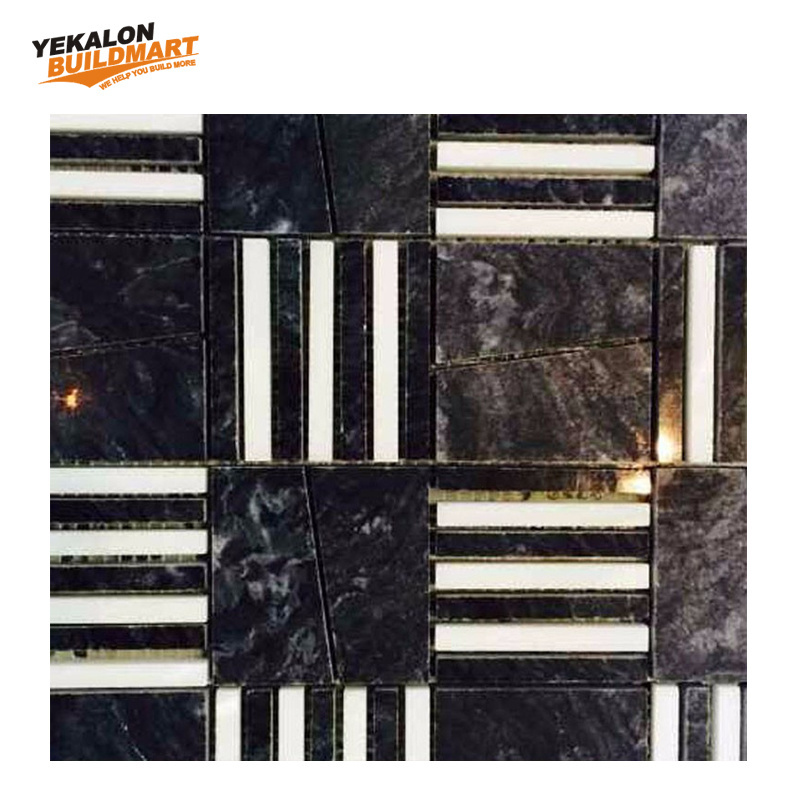 Aluminum Peel And Stick Mosaic Black Floor Tiles Interior And Outdoor Decoration Mosaic Tile