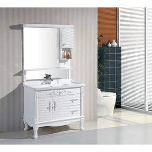 Factory Directly Sell modern furniture mirror white vanity pvc bathroom cabinet with washing basin