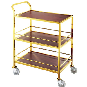 Modern Luxury Desgin Stainless Steel Hand Trolley Four Wheel Hotel Housekeeping Room Service Cart Trolley