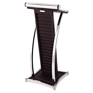 High Quality Church Pulpit Rostrum Speech Lectern Stands Black Leather + Stainless Steel Podium for Church