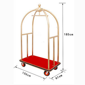 High Quality Stainless Steel Luggage Carrier Cart Hotel Luggage Trolley Cart Lobby Hotel