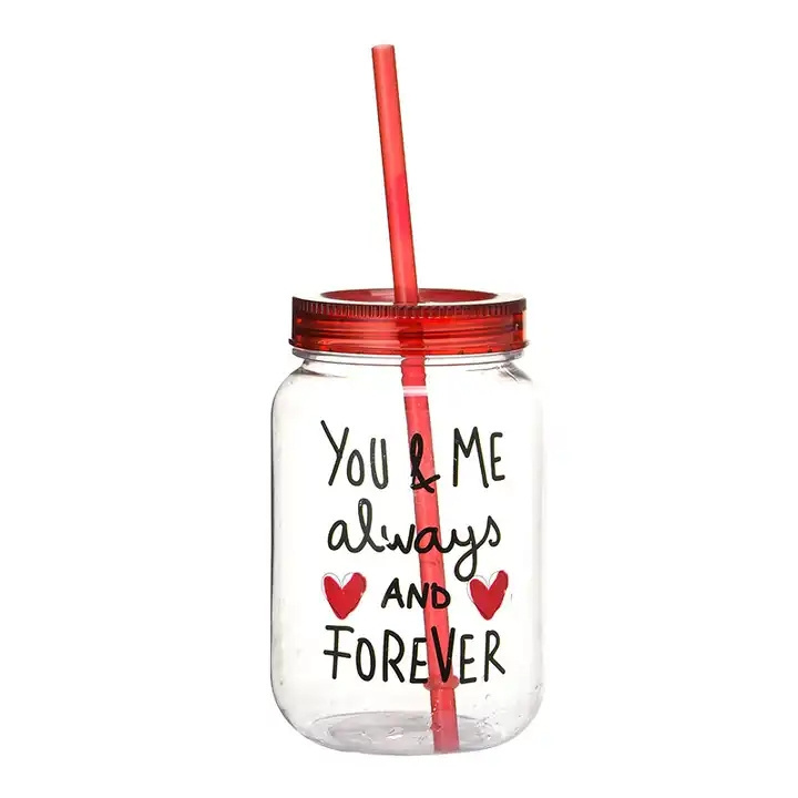 New Product 20oz Acrylic Iced Coffee Mason Jar Drinking Bottles Mug with Handle and Straw Milk Plastic Cup Tumbler Mugs with Lid