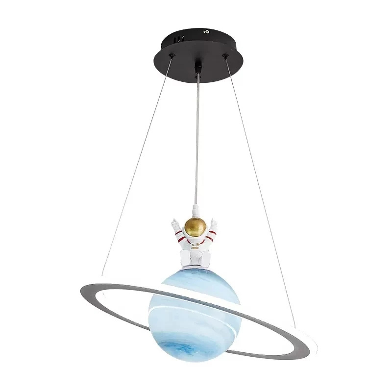 Children's Bedroom LED Chandeliers Planet Earth Moon Pendant Lamp Space Star Astronaut Hanging Lamp Indoor Lighting Fixture