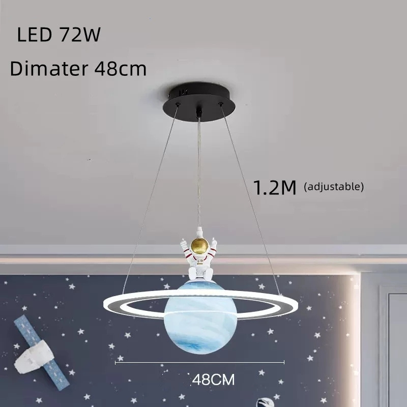 Children's Bedroom LED Chandeliers Planet Earth Moon Pendant Lamp Space Star Astronaut Hanging Lamp Indoor Lighting Fixture