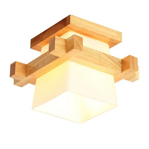 Japanese Style Ceiling Lights Tatami Wooden Glass Lampshade E27 LED Ceiling Lamp Hallways Lobby Corridor Balcony Porch Fixtures