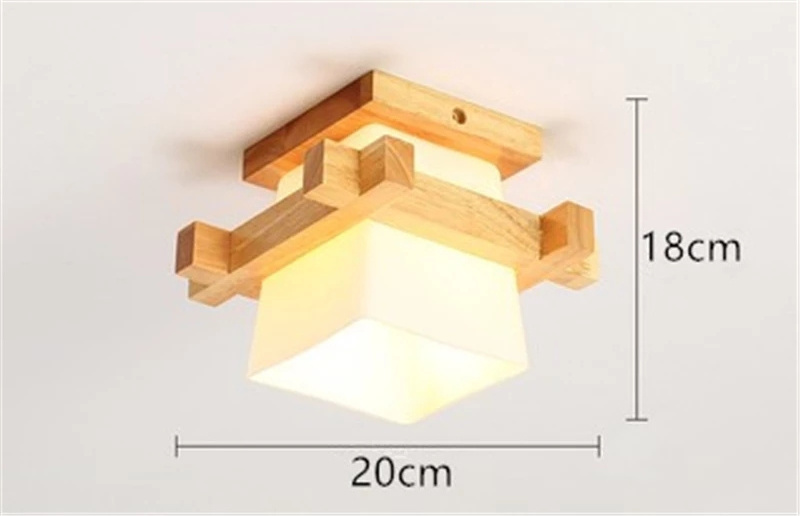 Japanese Style Ceiling Lights Tatami Wooden Glass Lampshade E27 LED Ceiling Lamp Hallways Lobby Corridor Balcony Porch Fixtures