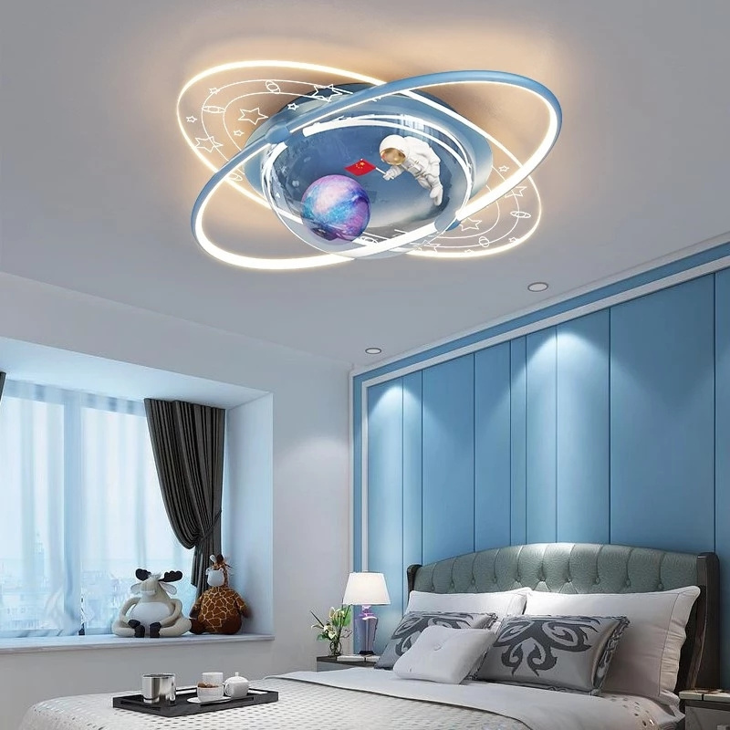 New Modern Led Ceiling Lights For Children's room Study Bedroom Baby Pink Blue GreyLamp Astronaut Planet Spaceman Light Fixture