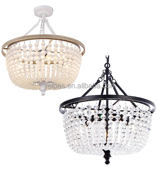 Coastal Crystal Chandelier Light Modern Chandelier Hanging Ceiling Light Fixture Round Beaded Chandeliers