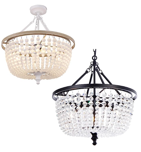 Coastal Crystal Chandelier Light Modern Chandelier Hanging Ceiling Light Fixture Round Beaded Chandeliers