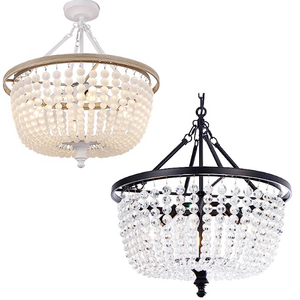 Coastal Crystal Chandelier Light Modern Chandelier Hanging Ceiling Light Fixture Round Beaded Chandeliers