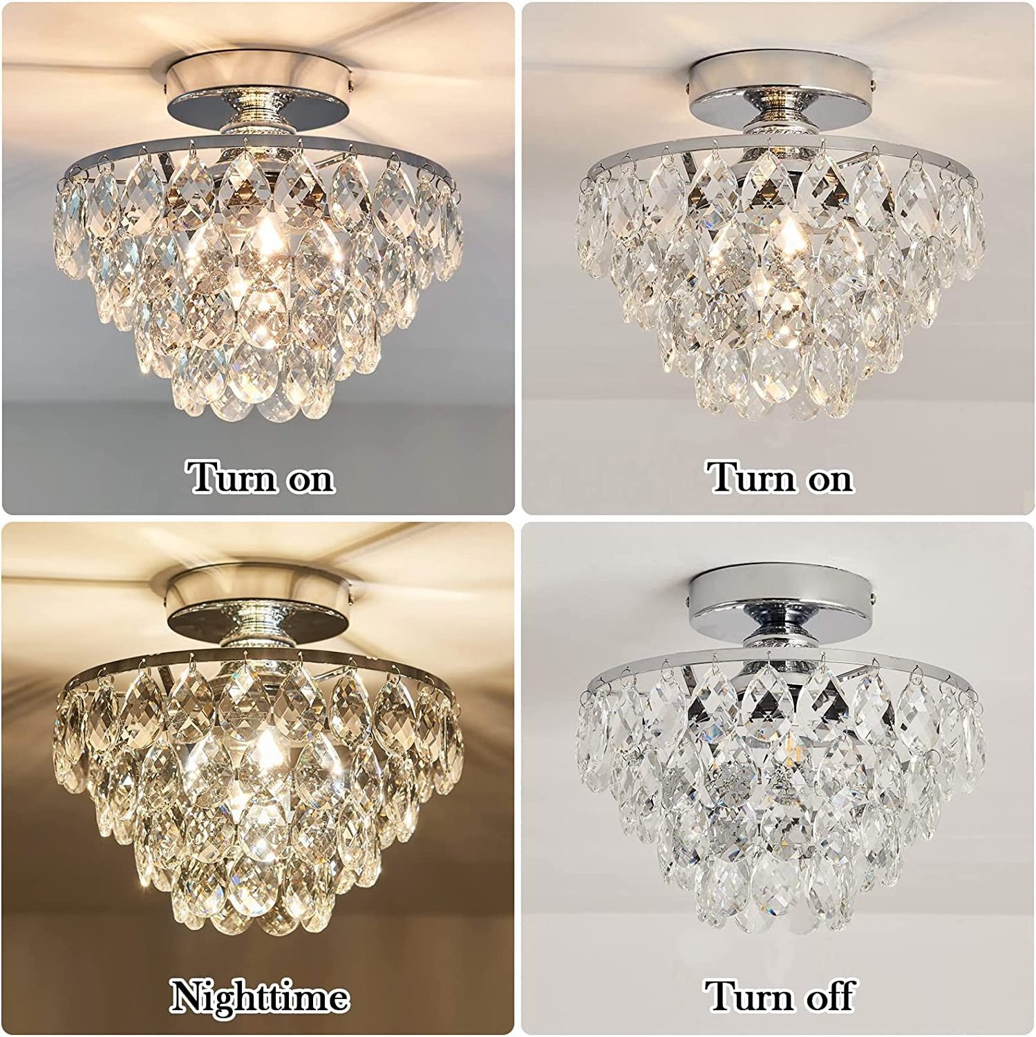 Mini Crystal Chandeliers for Dining Room Ceiling Light Fixtures for Indoor Hallway Bedroom Bathroom Kitchen Ceiling Lamp