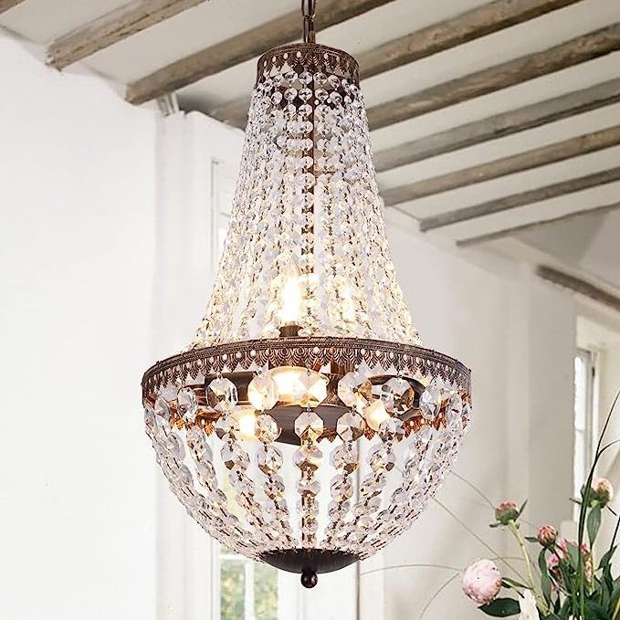 Maxlight French Empire Crystal Chandelier Farmhouse Pendant Chandeliers Lighting for living room Antique Bronze Ceiling Light