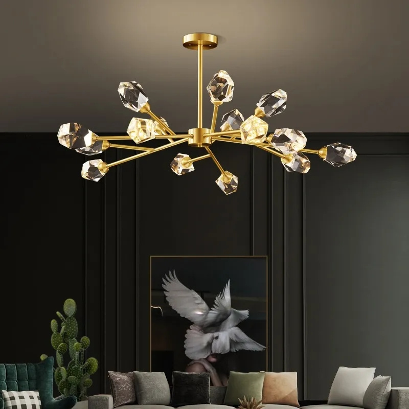 Nordic Crystal Led Ceiling Chandelier Gold Black for Living Room Bedroom Hall Pendant Lighting Home Decoration Luxury Fixture