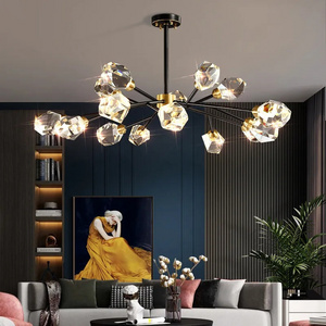 Nordic Crystal Led Ceiling Chandelier Gold Black for Living Room Bedroom Hall Pendant Lighting Home Decoration Luxury Fixture