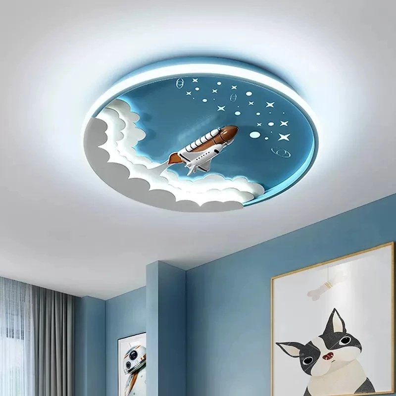 Children'S Planet Earth Ceiling Lights LED Lamp For Kid's Room Bedroom Acrylic Space Star Astronaut Arrow Deco Home Lighting