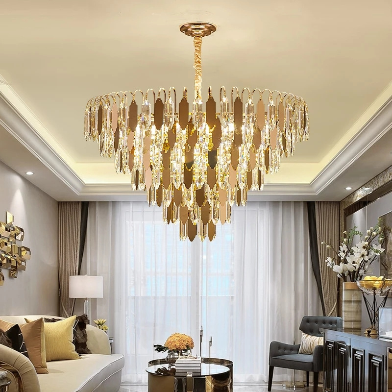 Modern Crystal LED Gold Pendant Light Indoor Chandelier Decor Light Fixtures For Kitchen Dining Room Living Room Luxury Lamp