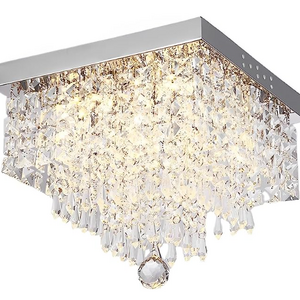 Modern Crystal Chandeliers Flush Mount Ceiling Light Lamp Square Flush Mount Ceiling Light Fixture for Bedroom Dinning Living