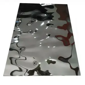 PVD FILM Mirror Water Ripple Stainless Steel Stamped Wave Sheet for Wall Panel Ceiling Decoration Mall Plaza usage