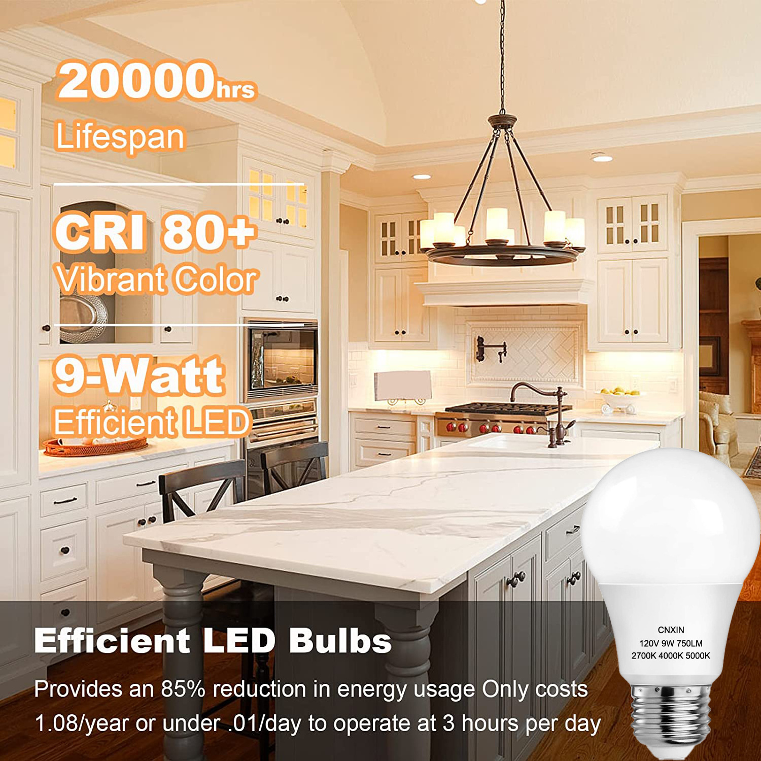 CNXIN A19 LED Light Bulbs 60 Watt Equivalent LED Bulb