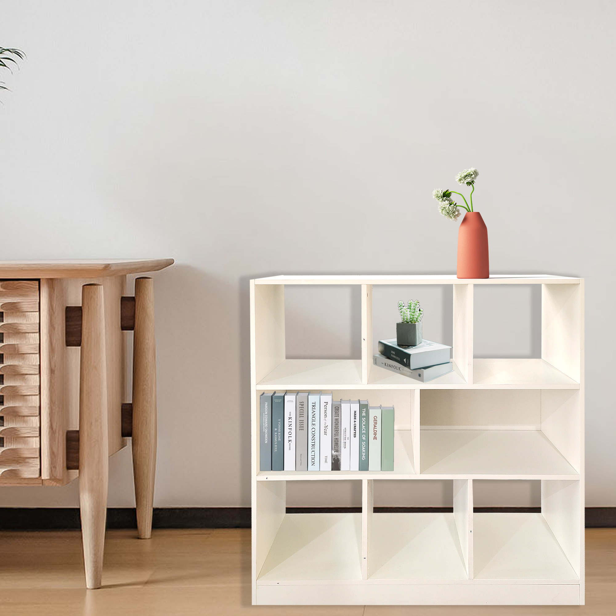 Home Furniture Modern Design Solid Wood Bookcase Bookshelf