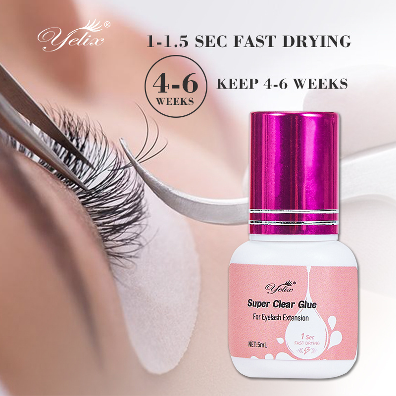 Yelix 0.1-3s Free Adhesive Sensitive Clear Pink Extension Glue Lash South Korea Strong Waterproof Eyelash Glue