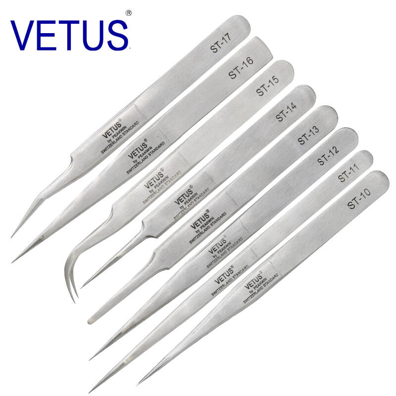 VETUS Eyelash Tweezers Bulk With Measurements White Eyelash Extension Tweezers Individual Classic Eyelash Tweezers Sets