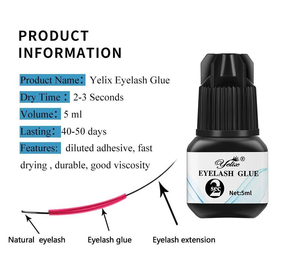 Yelix Private Label Storage 60 Days Adhesive Clear Eyelash Extension Glue Hypoallergenic Eyelash Glue