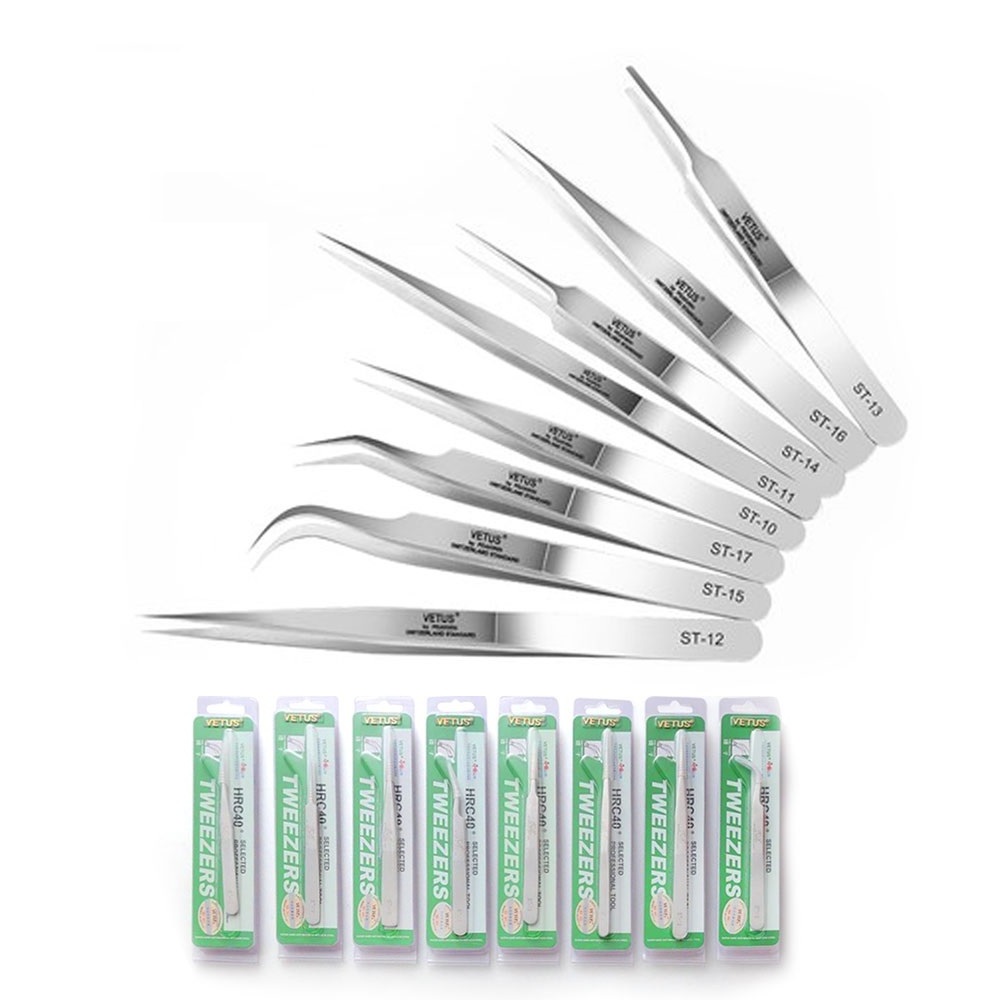 VETUS Eyelash Tweezers Bulk With Measurements White Eyelash Extension Tweezers Individual Classic Eyelash Tweezers Sets