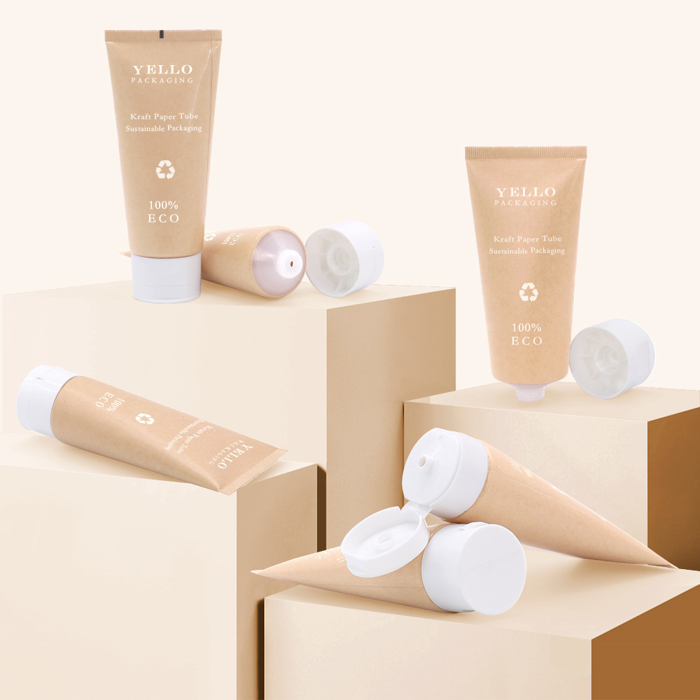 Eco Friendly Cosmetic Packaging  30ml 50ml 100ml Hand Body Lotion Packaging Kraft Paper Tube