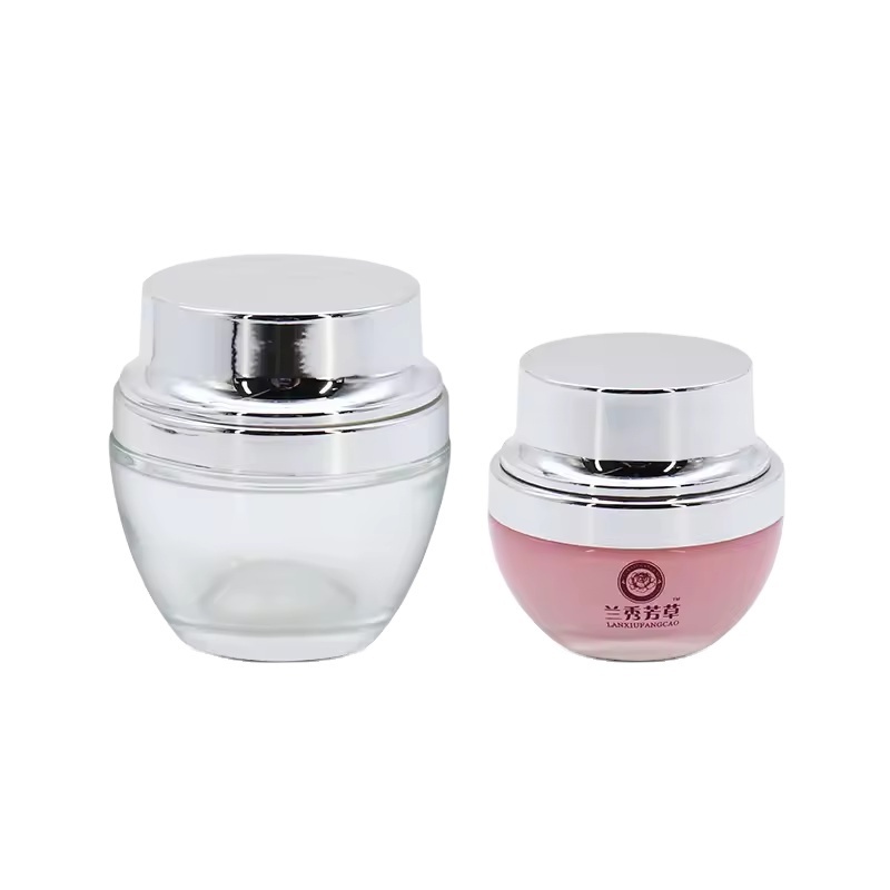 Wholesale Luxury Thick Wall Round Empty Jar 20G 50G White Or Pink Glass Jars For Cosmetic Packaging