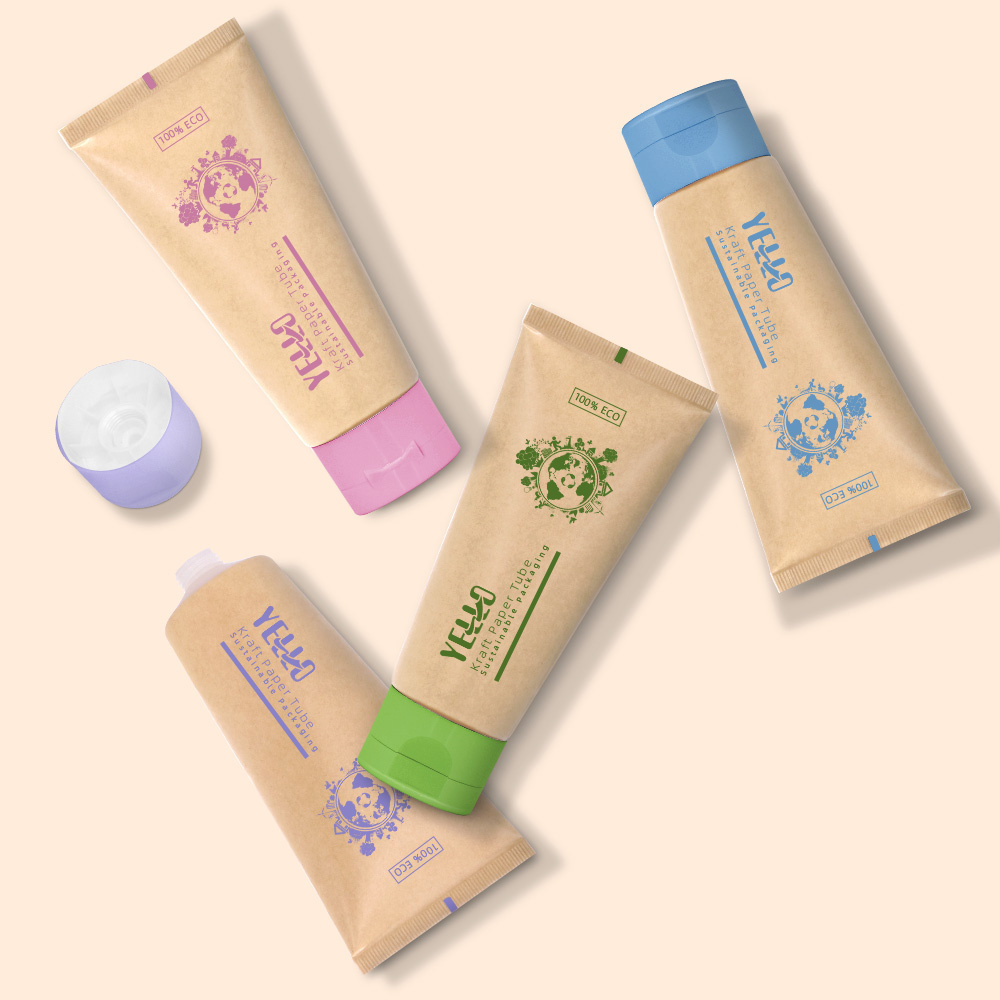 Eco Friendly Cosmetic Packaging  30ml 50ml 100ml Hand Body Lotion Packaging Kraft Paper Tube