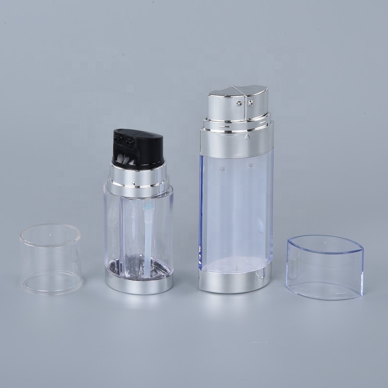 Luxury Plastic PETG 30ml 50ml Dual Chamber Airless Pump Bottle