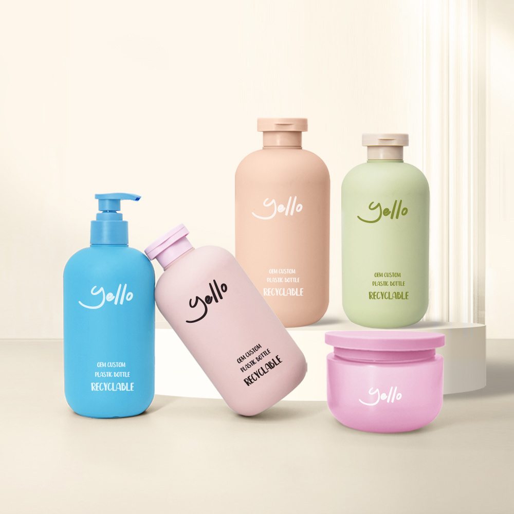 Matte Green Pink HDPE Plastic Cosmetic Packaging Custom Luxury Hotel Squeeze Empty Body Lotion Shampoo Bottle 200ml 300ml 500ml