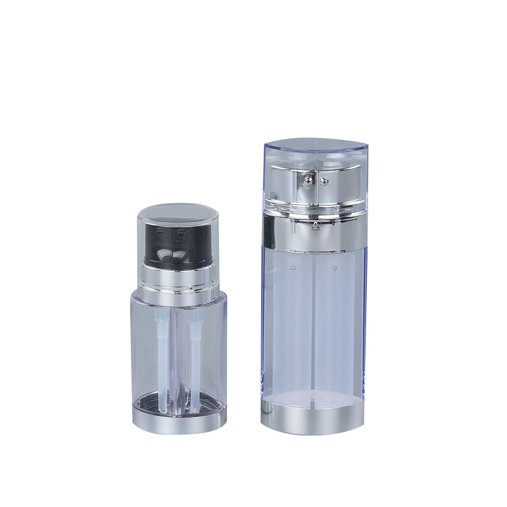 Luxury Plastic PETG 30ml 50ml Dual Chamber Airless Pump Bottle