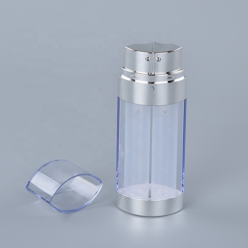 Luxury Plastic PETG 30ml 50ml Dual Chamber Airless Pump Bottle