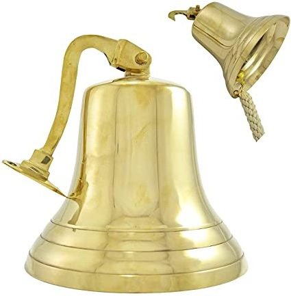 Gothic Indian Brass Bell Solid Brass Bell Wall Hung With Rope Church Bell 6 Inch Cheaply Available With Indian Vendor