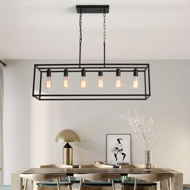 Modern Pendant Light Semi Flush Mount Metal Chandelier Black Farmhouse Chandelier Classic Minimalist Rustic Candle Chandelier Di