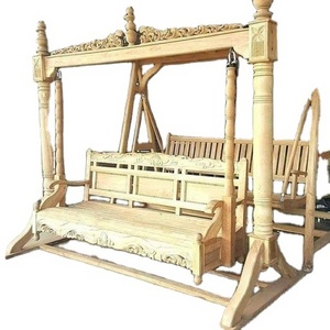 Living Room Teak Carved Wooden Swing Jhoola Royal Antique Design Wooden Swing Jhoola Traditional Antique Polished Elegant Royal