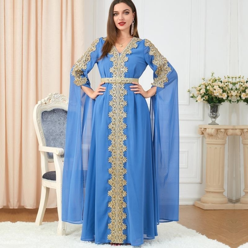 Winter Velvet Arabic Kaftan Dress New Muslim Women Kaftan Islamic Maxi Dress Long Sleeve Arab Jilbab Abaya wholesale From India