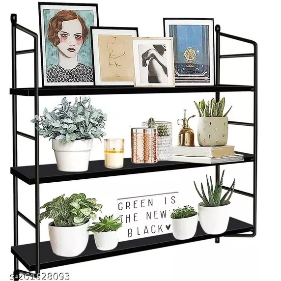 Indian Metal Wire Wall Shelf With Black Powder Coating Finishes High Quality With Three Tiers For Storage at Wholesale indian